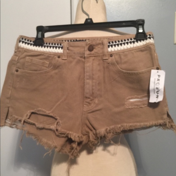 P.S Erin Watson Fray Hem Distress High Rise Shorts - Picture 3 of 4
